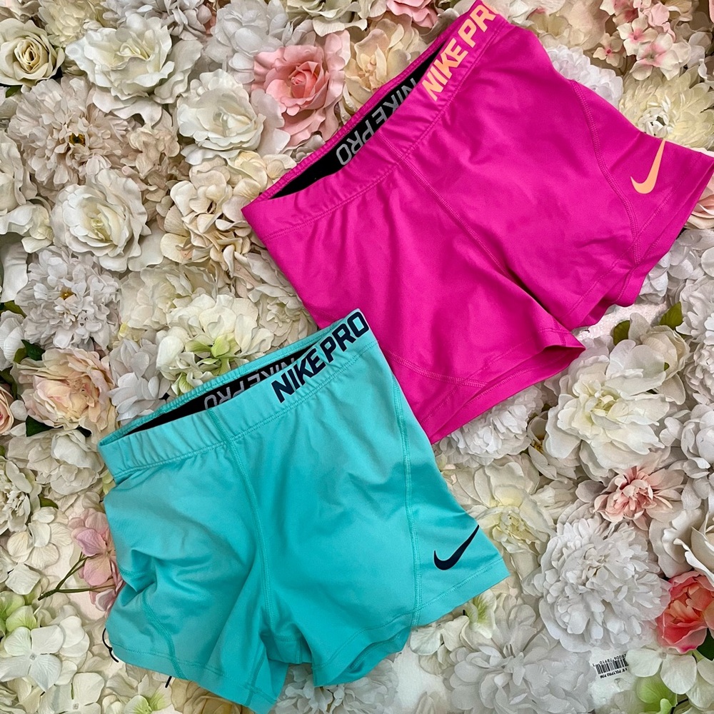 NIKE Pro Pink and Blue Shorts Duo 🩵🩷